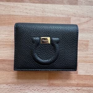 FERRAGAMO Gancino City Leather French Men’s Wallet In Black